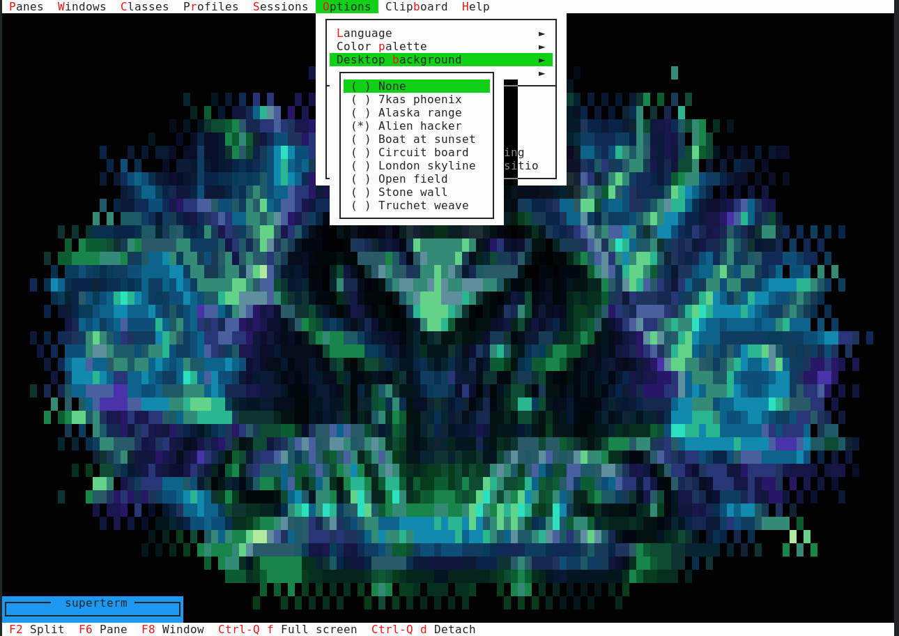 The desktop background menu